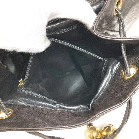 CHANEL Matelasse Quilted Vintage Drawstring Chain Backpack Lambskin Black - Picture 15 of 16